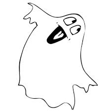 Dessin humoristique d'un fantôme blanc à la bouche grande ouverte